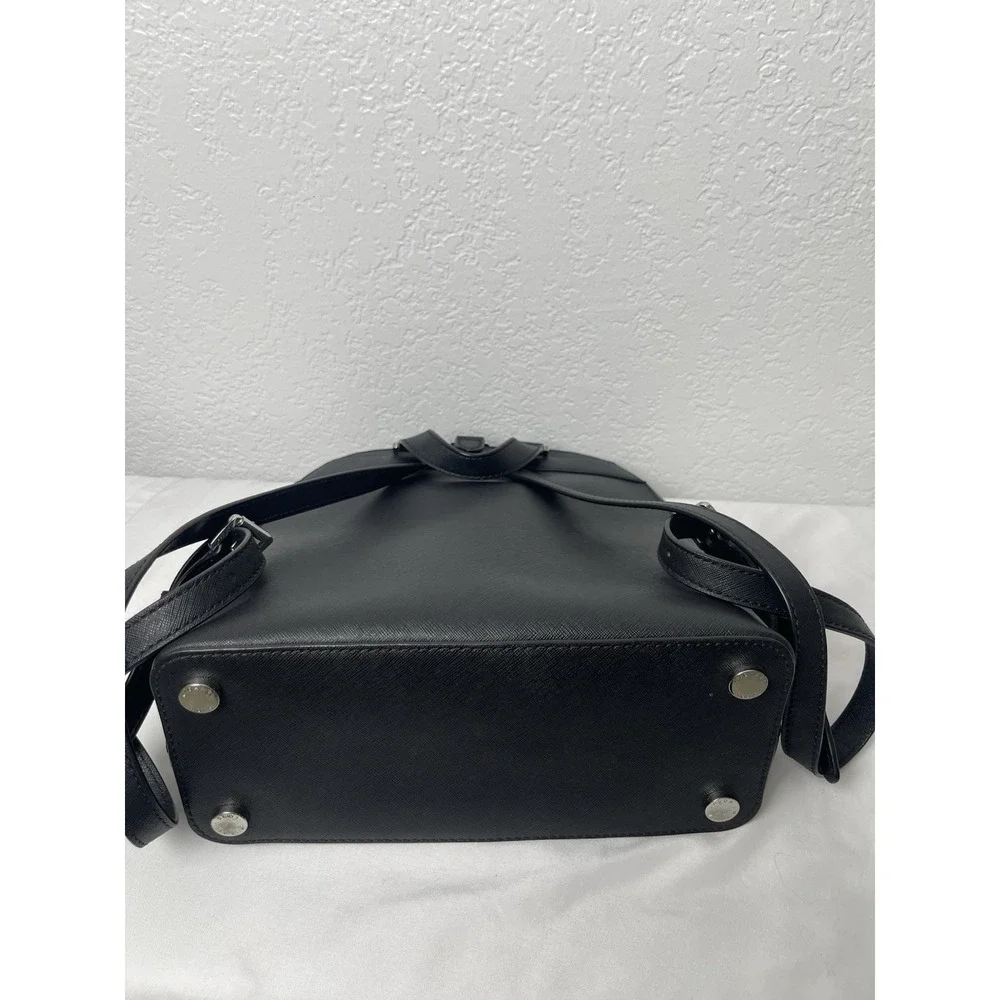 Michael Kors Emmy Dome.Women's Medium Black Backpack w/Flowers Silver Hardware